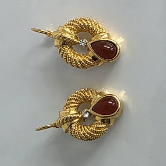 CAROLINA HERRERA PIECED EAR DOOR KNOCKER DANGLE EARRINGS - RARE! - Picture 6 of 10